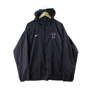 Nike Running Purple Letterman‎ Jacket Hooded Windbreaker Woman's XXL Performance